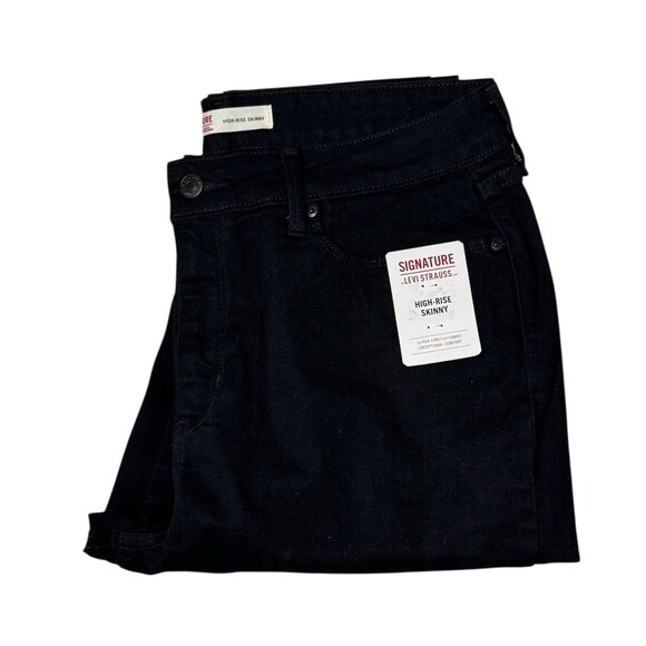 Levi Strauss Signature High-Rise Skinny Jeans Black Size 14S Super Stretch - Picture 6 of 6
